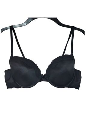 Warners Bra Black Lace Underwire Bra Lined Plunge Vintage 4002 Size 36B